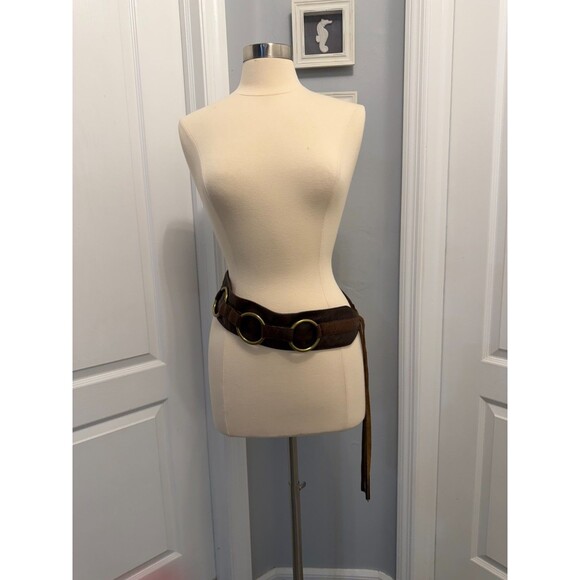 JJ Winters Western Leather Belt Brass O Rings Fringe Brown Small Handcrafted USA main image 9